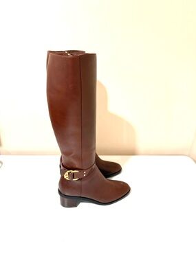 Tory Burch Chestnut Leather Marsden Riding Boots